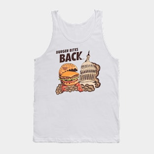 Burger Bites Back Funny Halloween Design (Dark, Brown Text) Tank Top